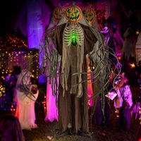 Costway 5.75ft Halloween Animatronics Decoration Talking Ghost Pumpkin - Brown - Angle