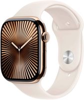 Apple Watch Series 10 (GPS+Cellular) 46mm Titanium Case with Starlight Sport Band - M/L - Gold (A... - Angle