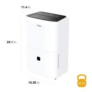 Whirlpool - 50 Pint 3000 Sq. Ft 14.8 quart Energy Star Certified Dehumidifier - White - Angle