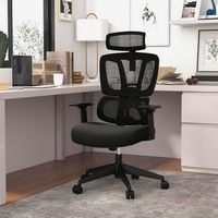 Costway - Ergonomic Mesh Adjustable Office Chair - Black - Angle