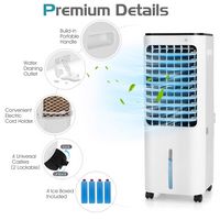 Costway 4-in-1 Portable Evaporative Air Cooler 12L Water Tank 4 Ice Boxes - White - Angle