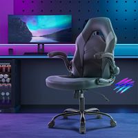 Bestier - Ergonomic Faux Leather Adjustable Reclining Swiveling PC and Racing Game Chair with Pad... - Angle