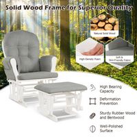 Costway - Glider and Ottoman Cushion Set Wood Nursery Rocking Chair - Gray - Angle