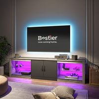 Bestier LED Entertainment Center for Living Rooms Fits TVs up to 75 Inches - Grey - Angle