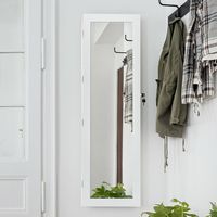 Costway - Wall Mounted Mirrored Jewelry Cabinet Organizer w/LED Lights - White - Angle