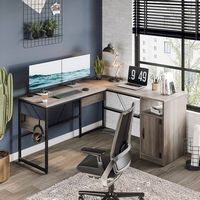 Bestier - L-Shaped Computer Desk with Storage Cabinet - 60