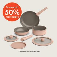Bella - Fits-anywhere Kitchenware: 8-Piece Ceramic Nonstick Cookware Set with Removable Handles -... - Angle