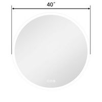 LOVMOR - 40 x 40 Inches Round Tempered Glass LED Bathroom Mirror with Anti-Fog & 3-Color Dimmable... - Angle