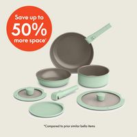 Bella - Fits-anywhere Kitchenware: 8-Piece Ceramic Nonstick Cookware Set with Removable Handles -... - Angle
