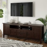 Simpli Home - Warm Shaker SOLID WOOD 72 inch TV Media Stand in Russet Brown For TVs up to 80 inch... - Angle