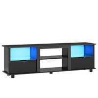 Bestier 70'' Gaming TV Stand with Storage, LED Media Console - Black Carbon Fiber - Angle