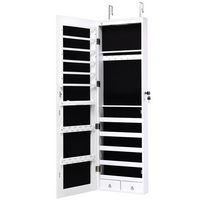 Costway - Mirrored Jewelry Cabinet Jewelry Organizer w/2 LED Lights - White - Angle