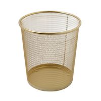 Martha Stewart - Ryder Premium 4.5 Gallon Mesh Metal Wastebasket in Gold - Gold - Angle