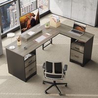 Bestier - L-Shaped Gaming Desk with Two Files and Storage Drawers - 63