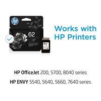 HP - 62 Standard Capacity Ink Cartridge - Black - Angle