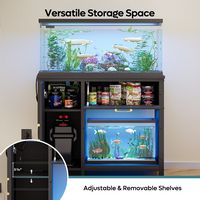 Bestier 55-75 Gallon Wooden Fish Tank Stand with Storage Cabinet Supports Up to 730 lbs - Black - Angle