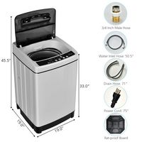 Costway - Full-Automatic Washing Machine 1.5 Cu. Ft. 11 lb. Washer and Dryer - Grey - Angle