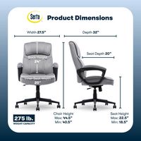 Serta - Comfort Classic Mid-Back Executive Soft Velvet Office Chair - Gray - Angle