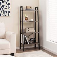 Costway - 4-Tier Bookshelf Industrial Display Storage Shelf Plant Flower Stand Metal Frame Gray -... - Angle