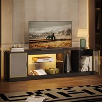 Bestier - TV Cabinet with Storage and LED Light Strips for TVs Up to 75