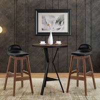 Costway Set of 2 Upholstered PU Leather Barstools 27.5