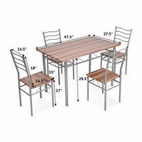 Costway 5 Piece Dining Table Set Wood Metal Kitchen Breakfast Furniture with 4 Chair - Walnut - Angle