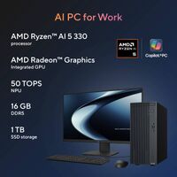 ASUS - PM700 Desktop - Copilot+ PC - AMD Ryzen AI 5 330 - 16GB Memory - 1TB SSD - Dark Gray - Angle