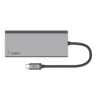 Belkin - 4-Port USB Type-C Hub with Gigabit Ethernet Adapter - Space Gray - Angle