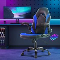 Bestier - Ergonomic Faux Leather Adjustable Reclining Swiveling PC and Racing Game Chair with Pad... - Angle