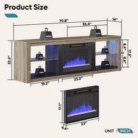 Bestier 70-Inch LED Fireplace TV Stand in White with Tempered Glass Shelves and Open Storage Cabi... - Angle