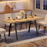 Bestier 70inch Rectangular Dining Table with Basket Storage Wooden Kitchen Table with Sturdy Meta... - Angle
