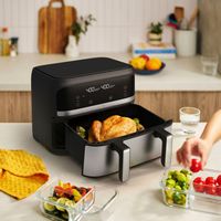 bella PRO - 4-qt. TriZone Touchscreen Air Fryer with Dual Flex Basket - Stainless Steel - Angle