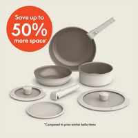 Bella - Fits-anywhere Kitchenware: 8-Piece Ceramic Nonstick Cookware Set with Removable Handles -... - Angle