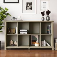 Simpli Home - Acadian 8 Cube Storage Sofa Table - Distressed Grey - Angle