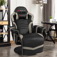 Costway - Massage Swivel Gaming Chair with Recline - Gray + Black - Angle