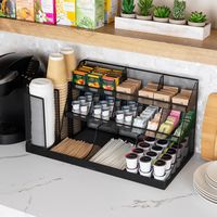 Mind Reader - Cup and Condiment Station, Countertop Org, Coffee Bar, Kitchen, Metal Mesh, 23.75