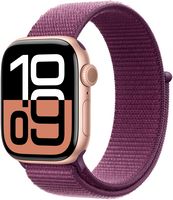 Apple Watch Series 10 (GPS+Cellular) 42mm Aluminum Case with Plum Sport Loop - Rose Gold - (2024) - Angle