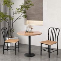 Costway Dining Chairs Set of 2 High Back Chairs Metal Frame Footrests Kitchen - Black/Natural - Angle