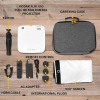 Kodak - FLIK X10  Full HD Multimedia Projector Kit, 1080p Portable Home Theater Bundle with 100” ... - Angle