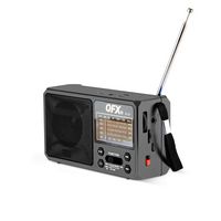 QFX - Portable Solar Rechargeable 6-Band Radio with Bluetooth and Flashlight and AM/FM/SW - Black - Angle