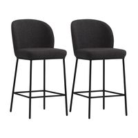 CorLiving - Luxury Boucle Counter Height Bar Stools (Set of 2) - Gray - Angle