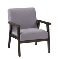 CorLiving - Greyson Wood Armchair - Light Grey - Angle