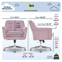 Serta - Ashland Memory Foam & Twill Fabric Home Office Chair - Lilac - Angle