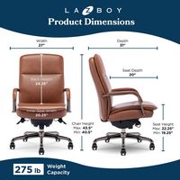 La-Z-Boy - Opus Executive Mid-Back Bonded Leather Office Chair - Cognac and Graphite - Angle