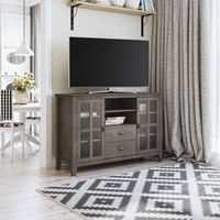 Simpli Home - Artisan SOLID WOOD 53 inch Wide Transitional TV Media Stand in Farmhouse Grey For T... - Angle