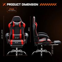 Bestier - Gaming Chair - PU Leather Fixed up Armrest Lumbar Support Ergonomic Reclining PC Chair ... - Angle