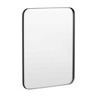 LOVMOR - Tempered Glass Rounded Rectangle Framed Wall-Mounted Bathroom Vanity Mirror - 28