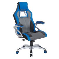 OSP Home Furnishings - Race Gaming Chair - Charcoal Gray/Blue - Angle