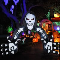 Costway - 10.2 x 8.7 ft Halloween Inflatable Grim Reaper Archway LED Lighted Skeleton Archway - B... - Angle