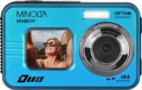 Minolta - Duo MN50WP 48.0 Megapixel Waterproof 5K Video Digital Camera with Dual LCD - Blue - Angle
